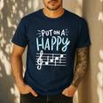 Put On A Happy Face Music Music Teacher Men's Casual T-Shirt Navy Put On A Happy Face Music Music Teacher Men's Casual T-Shirt Navy