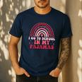 Rainbow Homeschool Mom Teacher I Go To School In My Pajamas Men's Casual T-Shirt Navy Rainbow Homeschool Mom Teacher I Go To School In My Pajamas Men's Casual T-Shirt Navy