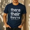 There Their They'Re English Grammar Teacher Humor Men's Casual T-Shirt Navy
