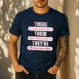 There Their They'Re Teacher English Grammar Police Men's Casual T-Shirt Navy