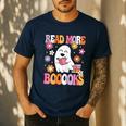 Read More Books Groovy Halloween Teacher Women Men's Casual T-Shirt Navy