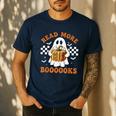 Read More Books Halloween Retro Pumpkin Reading Fall Teacher Men's Casual T-Shirt Navy
