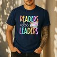 Readers Are Leaders Reading Book Lovers Teacher Women Kids Men's Casual T-Shirt Navy