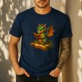 Reading Dragon Shirt For Bookish Teacher Librarian Bookworm Men's Casual T-Shirt Navy Reading Dragon Shirt For Bookish Teacher Librarian Bookworm Men's Casual T-Shirt Navy
