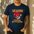 Reading Super Power Activated Superhero Teacher Or Student Men Women Girls Kids Men's Casual T-Shirt Navy Reading Super Power Activated Superhero Teacher Or Student Men Women Girls Kids Men's Casual T-Shirt Navy