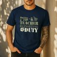 Retro Back To School Women Old Camo Pre-K Teacher Men's Casual T-Shirt Navy Retro Back To School Women Old Camo Pre-K Teacher Men's Casual T-Shirt Navy
