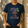 Retro BIOLOGY TEACHERS LOVE BRAINS This Is My Scary STEM Men's Casual T-Shirt Navy