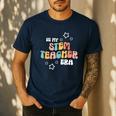 Retro Boho Math Science Professor In My STEM Teacher Era Men's Casual T-Shirt Navy
