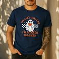 Retro You Can't Scare Me I'm A Math Teacher Cute Ghost Women Men's Casual T-Shirt Navy