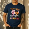 Retro Fall In Love With Learning Pumpkin Autumn Teacher Men's Casual T-Shirt Navy Retro Fall In Love With Learning Pumpkin Autumn Teacher Men's Casual T-Shirt Navy