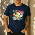 Retro First Grade Teacher Disco Ball Coquette Back To School Men's Casual T-Shirt Navy