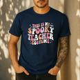 Retro Halloween This Is My Spooky School Teacher Costume Men's Casual T-Shirt Navy Retro Halloween This Is My Spooky School Teacher Costume Men's Casual T-Shirt Navy