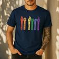 Retro Be Kind ASL Deaf Teacher Sign Language Gay Pride Men's Casual T-Shirt Navy