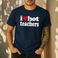 Retro I Love Hot Teachers Vintage I Heart Hot Teacher Men Women Girls Kids Men's Casual T-Shirt Navy