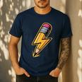 Retro Pencil Pencil Back To School Teacher Student Men's Casual T-Shirt Navy Retro Pencil Pencil Back To School Teacher Student Men's Casual T-Shirt Navy