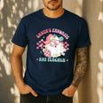 Retro Pink Christmas Santa's Favorite Art Teacher Artist Men's Casual T-Shirt Navy