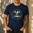 Retro Play Is Learning Teacher Back To School Men's Casual T-Shirt Navy