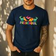 Retro Preschool Cute Dinosaur Preschool Teacher Kids Boys Men's Casual T-Shirt Navy Retro Preschool Cute Dinosaur Preschool Teacher Kids Boys Men's Casual T-Shirt Navy