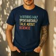 Retro Scientist Warning May Talk About Science Teacher Men's Casual T-Shirt Navy