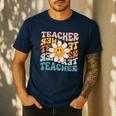 Retro Teacher Daisy Colorful Elementary School Teacher Men's Casual T-Shirt Navy Retro Teacher Daisy Colorful Elementary School Teacher Men's Casual T-Shirt Navy