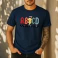 Rock Abcd Back To School Abcd Preschool Teacher Appreciation Men's Casual T-Shirt Navy