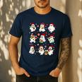 Santa Ghost Reading Books Christmas Library Teacher Men's Casual T-Shirt Navy