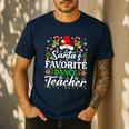 Santa's Favorite Dance Teacher Shirt Christmas Pajama Men's Casual T-Shirt Navy