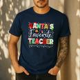 Santas Favorite Teacher Christmas Matching Xmas Men Women Men's Casual T-Shirt Navy Santas Favorite Teacher Christmas Matching Xmas Men Women Men's Casual T-Shirt Navy