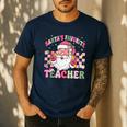 Santa's Favorite Teacher Groovy Christmas Teacher Boys Girls Men's Casual T-Shirt Navy