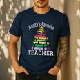 Santa's Favorite Teacher Idea For Christmas Teachers Men's Casual T-Shirt Navy