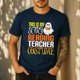This Is My Scary Reading Teacher Costume Halloween School Men's Casual T-Shirt Navy