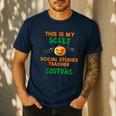 My Scary Social Studies Teacher Costume Halloween Men Women Men's Casual T-Shirt Navy