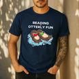 Sea Otter Book Reading Shirt For Bookworm Teachers Men's Casual T-Shirt Navy Sea Otter Book Reading Shirt For Bookworm Teachers Men's Casual T-Shirt Navy
