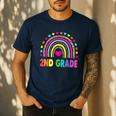 Second Grade Rainbow Girls Boys Teacher Team 2nd Grade Squad Men's Casual T-Shirt Navy