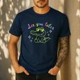 See You Later Teacher Summer Alligator Last Day Of School Men's Casual T-Shirt Navy