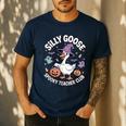 Silly Goose Spooky Teacher Club Halloween Witch Ghost Men's Casual T-Shirt Navy Silly Goose Spooky Teacher Club Halloween Witch Ghost Men's Casual T-Shirt Navy
