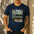 Social Studies Teacher Teach Scariest Zombies On Graveyard For Men Women Men's Casual T-Shirt Navy Social Studies Teacher Teach Scariest Zombies On Graveyard For Men Women Men's Casual T-Shirt Navy