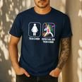 Special Ed Teacher Dabbing Unicorn Teacher Women Men's Casual T-Shirt Navy