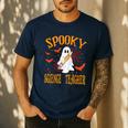 Spooky Science Teacher Ghost Halloween School Women Men's Casual T-Shirt Navy