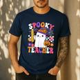 Spooky Teacher Ghost Pencil Teach Halloween Teacher Men's Casual T-Shirt Navy Spooky Teacher Ghost Pencil Teach Halloween Teacher Men's Casual T-Shirt Navy