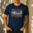 Start With Hello Different World Language Learning Teacher Men's Casual T-Shirt Navy Start With Hello Different World Language Learning Teacher Men's Casual T-Shirt Navy