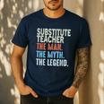 Substitute Teacher Man The Myth The Legend Appreciation Day Men's Casual T-Shirt Navy