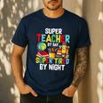 Super Teacher By Day Super Tired By Night Men's Casual T-Shirt Navy Super Teacher By Day Super Tired By Night Men's Casual T-Shirt Navy