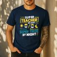 Super Teacher By Day Super Tired By Night Superheroes School Men's Casual T-Shirt Navy Super Teacher By Day Super Tired By Night Superheroes School Men's Casual T-Shirt Navy