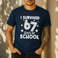 I Survived 67 Days Of School Teachers Students Men's Casual T-Shirt Navy