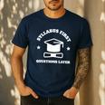 SYLLABUS PROFESSOR TEACHER Men's Casual T-Shirt Navy SYLLABUS PROFESSOR TEACHER Men's Casual T-Shirt Navy