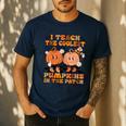 I Teach The Coolest Pumpkins In The Patch Teacher Halloween Men's Casual T-Shirt Navy I Teach The Coolest Pumpkins In The Patch Teacher Halloween Men's Casual T-Shirt Navy