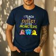 I Teach Cutest Little Monsters Halloween Teacher Men Women Men's Casual T-Shirt Navy I Teach Cutest Little Monsters Halloween Teacher Men Women Men's Casual T-Shirt Navy
