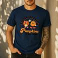 I Teach The Cutest Pumpkins In The Patch Halloween Teacher For Men Women Kids Men's Casual T-Shirt Navy I Teach The Cutest Pumpkins In The Patch Halloween Teacher For Men Women Kids Men's Casual T-Shirt Navy