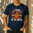 I Teach The Cutest Pumpkins In The Patch Halloween Teacher Men's Casual T-Shirt Navy I Teach The Cutest Pumpkins In The Patch Halloween Teacher Men's Casual T-Shirt Navy
